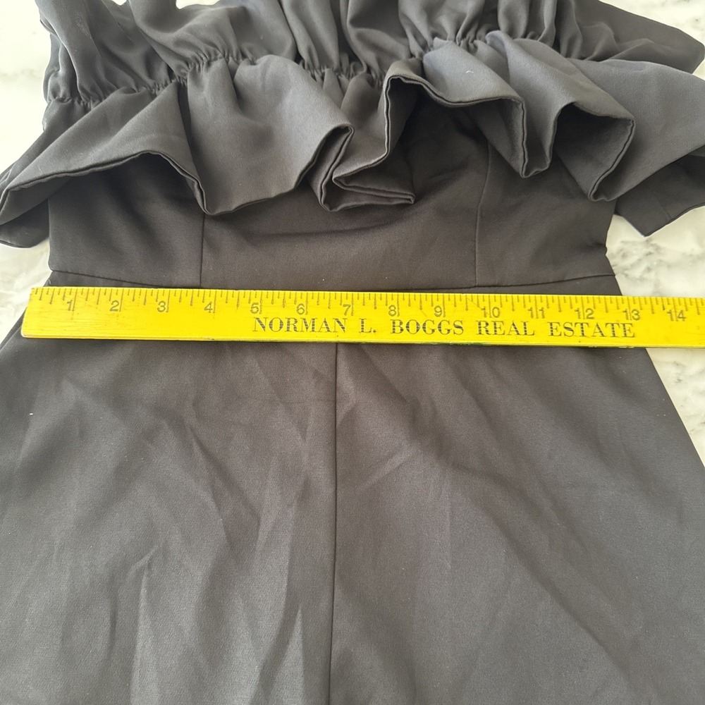 Black Off-Shoulder Ruffle Romper - Picture 6 of 6